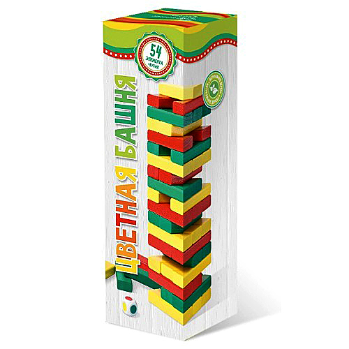 Настольная игра "Башня 54" ДЖЕНГА цветные бруски, пластмассовые Настольная игра "Башня 54" ДЖЕНГА цветные бруски, пластмассовые