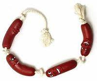 Игрушка для собак "4 Сосиски на веревке с ручкой" 90 см 