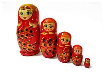 Матрешка 5в1 расписная малая Русские народные игрушки, 5 кукол, высота 11 см, диаметр 5 см