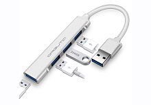 Концентратор OTG Орбита OT-PCR17 Серебро, USB 2.0, 4 гнезда USB 