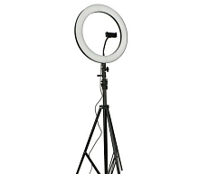 Лампа светодиодная - кольцо Ø 36 см на штативе, держатель телефона, пульт, 3000 - 6500К, 220В, 30 Вт