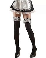 Чулки Служанки черные с бантиком, полиэстер, размер S/M