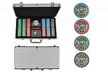 Набор для покера Nevada Jack POKER SET в алюминиевом кейсе, 300 фишек + 2 колоды + 5 кубиков