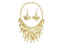 Ожерелье и Серьги Золотые монеты 24372, золотой металл, размер 24 см