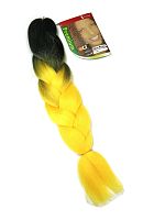 Канекалон 2 цвета X-Pression M08, Черный/Желтый, пряди, искусственный волос, длинна 60см