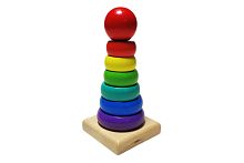 Пирамида детская "RAINBOW TOWER", деревянная, возраст 3+, 13,5 см