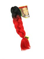 Канекалон 2 цвета X-Pression 2/7, Черный/Красный, искуственный волос, термостойкий