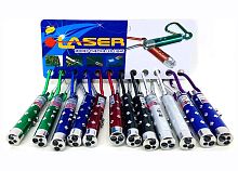 Фонарик + красный лазер + UV подсветка для проверки купюр 7см, на карабине