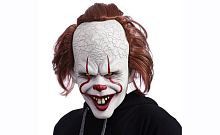 Маска Пеннивайз белый латекс, рыжий искусственный мех, ткань, размер 30х21 см