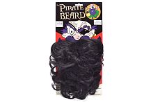 Борода пирата кудрявая черная МВ050, синтетическое волокно, размер 24 см