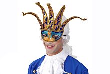 Маска Шута (полумаска) 1775K, синий, желтый искусственный материал, пластмасса, размер универсальный