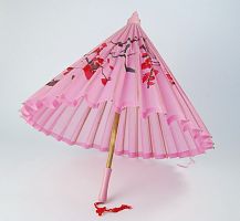 Зонтик Гейши розовый с деревянной ручкой Ø 80 см ВА794, длина 54 см