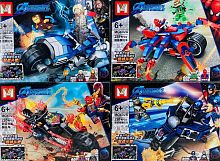 Конструктор MG HEROES ASSEMBLE "Супергерои на мотоциклах 4в1" MG602, 295-298 деталей