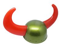 Шлем Викинга с красными рогами, каска золотая пластмассовая, размер 56