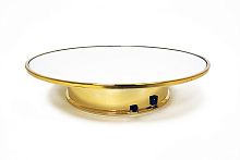 Подиум вращающийся для предметной съемки Ø 25 см, зарядка USB, цвет ЗОЛОТОЙ с зеркальной площадкой