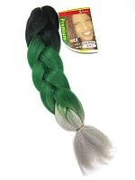 Канекалон 3 цвета X-Pression 3/42, Черный/Зеленый/Пепельный, пряди, искусственный волос, длина 60см