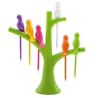 Набор шпажек для канапе на подставке "Райские птицы" Birdie Fruit Fork, 6 штук 
