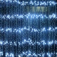 Гирлянда светодиодная "ШТОРА" БЕЛАЯ ХОЛОДНАЯ С ПУЛЬТОМ, размер 2х2 м, 144L лампы (пласт.банка)