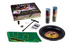 Набор из 5 игр: Рулетка, покер, блэк-джек, крэпс, покер на костях (в жестяной коробке)