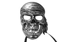 Маска Череп Пирата серебристая, пластиковая, карнавальная, без размера