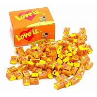 LOVE IS... Жевательная резинка ЛАВ ИЗ со вкусом АНАНАСА И АПЕЛЬСИНА 4,2г (100 шт/уп) оранжевая короб