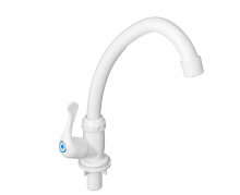 Кран для холодной воды, однорычажный, белый, пластик