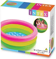 Детский надувной бассейн INTEX "Радуга" 61х22см, с надувным дном, 28л, 1-3 лет, уп.12