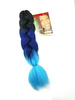 Канекалон 3 цвета X-Pression 48, Черный/Синий/Голубой,  пряди, искусственный волос, длина 60 см