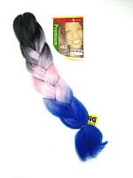 Канекалон 3 цвета X-Pression 3/26, Черный/Розовый/Синий,  пряди, искусственный волос, длина 60 см