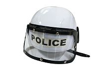 Каска полицейского с защитным стеклом белая, пластмассовая, размер 52-54