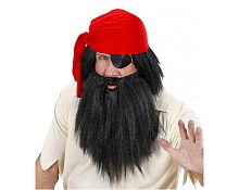 Парик Дикаря (Пирата) с бородой черный 7030N (парик, борода), синтетическое волокно, размер взрослый