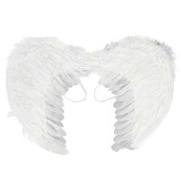 Крылья перьевые белые, (перья, пластмасса, тесьма), размер 60х40 см