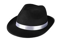 Шляпа гангстера черная с серебряной лентой, искусственный фетр, ткань, размер 56