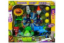 Фигурки НАБОР Герои ПЛАНЕТЫ ЗОМБИ PLANTS ZOMBIES 7-13 см, 5 шт + Пистолет + шарики в карт. коробке