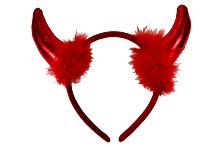 Рога блестящие красные на ободке, размер 22*20 см