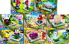 Конструктор LEWAN BLOCK PLANTS vs ZOMBIES "Дуэли на огороде 8в1" LW 6025, 47-54 деталей, 16 шт/уп