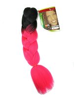 Канекалон 2 цвета X-Pression M04, Черный/Фуксия, пряди,искуственный волос, длина 60см