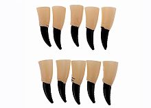 Пальцы накладные с черными ногтями, бежевая, черная пластмасса, 10 штук 