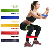 НАБОР Фитнес-резинки EXERCISE RESISTANCE BELT, 5 штук в коробке