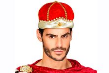 Корона королевская бархатная, красный полиэстер, пластик, без размера