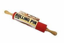 Скалка кулинарная ROLLING PIN силиконовая, деревянные ручки 46 см