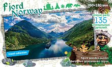 НИ Фигурный деревянный пазл Travel collection "Фьорды, Норвегия", 135 деталей