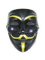 Маска ГАЯ ФОКСА ЛЮКС Анонимуса ЧЕРНАЯ с золотом, размер 20 см