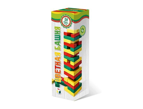Настольная игра "Башня 54" ДЖЕНГА цветные бруски, пластмассовые фото 2 Настольная игра "Башня 54" ДЖЕНГА цветные бруски, пластмассовые фото 2
