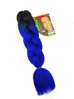 Канекалон 2 цвета X-Pression 2/15 M15, Черный/Ультрамарин,   пряди, искусственный волос, длина 60 см