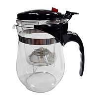 Чайник заварочный с кнопкой Гунфу TEA CUP, стекло, металл, пластик, 500 мл