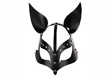Маска Кошка кожаная черная, кожзам, без размера