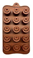 Форма силиконовая "Круглые шашки" для изготовления конфет 21 х 10,5 см, 15 ячеек
