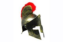 Шлем Спартанский с плюмажем-2 золотистый LESD1344, пластмассовый, размер 58