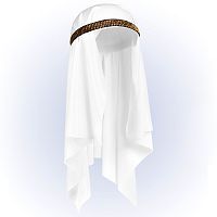 Платок Шейха с ободом белый 09567, куфия и угаль, полиэстер, 56-58